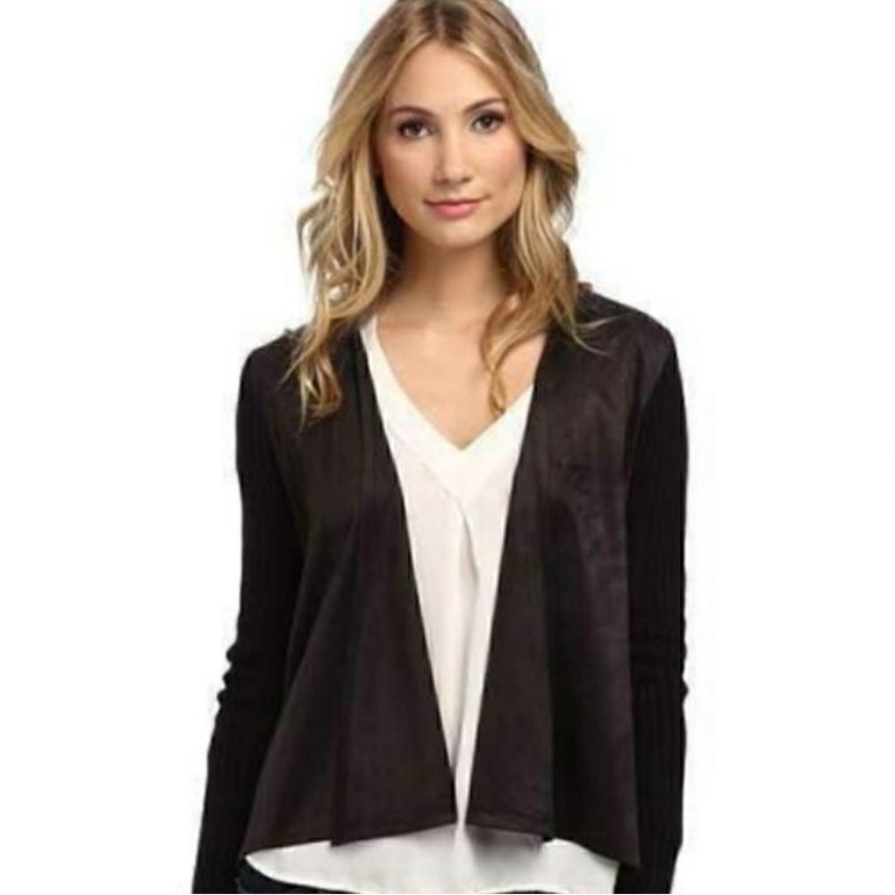 NEW
Sam Edelman Winter Folklore Faux Suede Front Waterfall Cardigan Black sz S